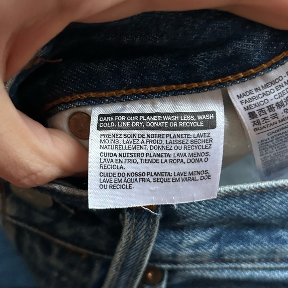 Levi's Straight Leg Dark Blue Denim Jeans - Picture 7 of 8